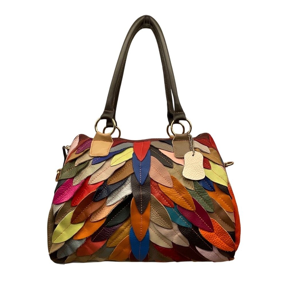 Handcrafted Multicolored Leather Patchwork With D… - image 1